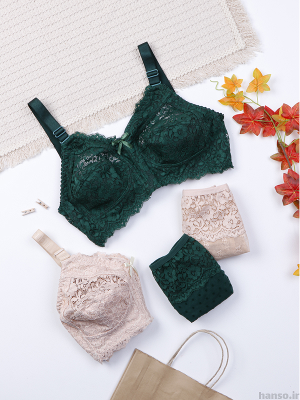 11 ست شورت و سوتین گیپور بدون فنر ژوبین کد 2034