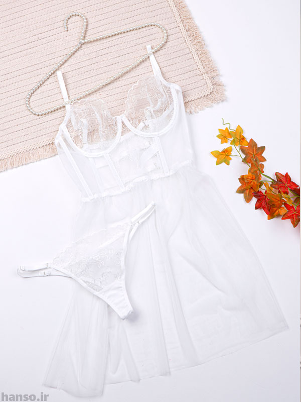 8 ست شورت و پیراهن برالت توری فنردار Bereta برتا گلدوزی کد 2100OZW