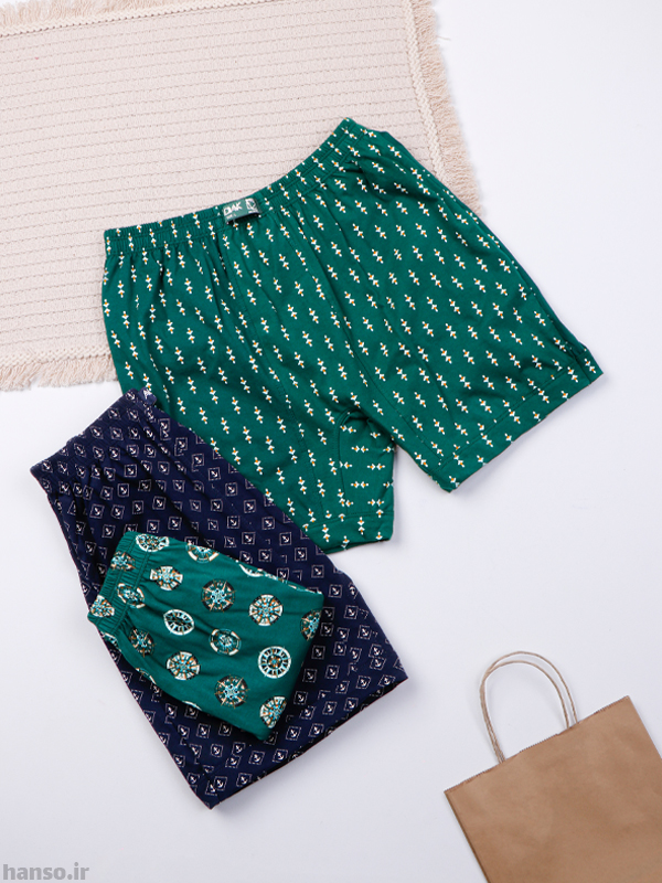 4 شورت مردانه پادار نخی کمر لیفهای آداک Adak طرحدار کد 195