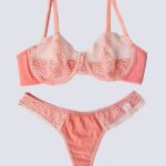 ست شورت و سوتین توری فنردار ژینا Jina گلبهی B کد 2010