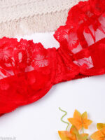 ست شورت و سوتین فنردار توری ژینا Jina قرمز کد 1148