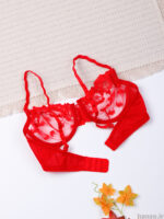 ست شورت و سوتین فنردار توری ژینا Jina قرمز کد 1148