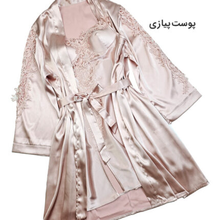 لباس خواب ساتن زنانه سه تکه اما EMA کد 3590