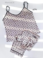 لباس خواب زنانه ساتن ست تاپ و شلوار لوندر Lavender کد 3040 - تصویر 3