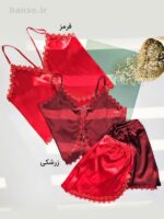 لباس خواب ساتن زنانه ست تاپ و شلوارک لوندر Lavender کد 3094