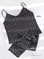 لباس خواب زنانه ساتن ست تاپ و شلوار لوندر Lavender کد 3040 - تصویر 2