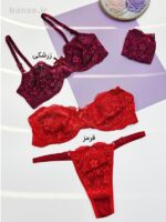 ست شورت و سوتین گیپور فنردار ژوبین کد 1395