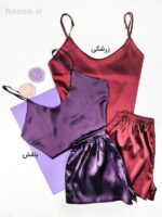 ست تاپ و شلوارک زنانه ساتن لوندر Lavender کد 3095
