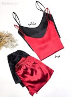 لباس خواب ساتن زنانه ست تاپ و شلوارک لوندر Lavender کد 3095 - تصویر 7