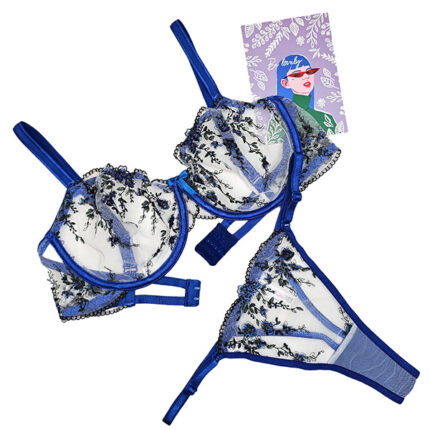 ست شورت و سوتین توری فنردار نوشه پوش کد 889 - طرح 03