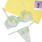 ست شورت و سوتین توری فنردار نوشه پوش کد 889 - طرح 06