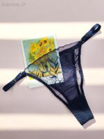 ست شورت و سوتین فنردار توری ژینا Jina سرمه ای کد 2006