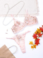 ست شورت و سوتین فنردار توری ژینا Jina بژ کد 1600