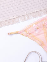 ست شورت و سوتین فنردار توری ژینا Jina صورتی طرح B کد 1007