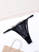 ست شورت و سوتین فنردار توری ژینا Jina مشکی طلایی کد 1009