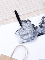 ست شورت و سوتین فنردار توری ژینا Jina سفید مشکی کد 1148