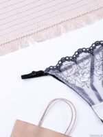 ست شورت و سوتین فنردار توری ژینا Jina سفید مشکی کد 1148