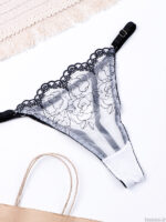 ست شورت و سوتین فنردار توری ژینا Jina سفید مشکی کد 1148