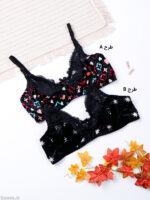 ست شورت و سوتین فنردار گیپور و مخمل ژوبین کد 2035