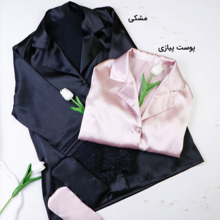 لباس خواب ساتن زنانه ست بلوز و شلوار اما EMA کد 4040