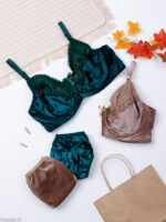 ست شورت و سوتین فنردار گیپور و مخمل ژوبین کد 2035