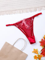 ست شورت و سوتین فنردار توری ژینا Jina زرشکی کد 1248