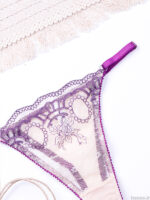 ست شورت و سوتین فنردار توری ژینا Jina کرم بنفش کد 1148