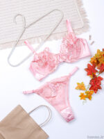 ست شورت و سوتین فنردار توری ژینا Jina صورتی کد 1248