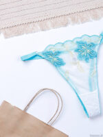 ست شورت و سوتین فنردار توری ژینا Jina سفید آبی کد 1148