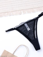 ست بند جوراب و شورت و سوتین توری ژینا Jina فنردار مشکی طرح B کد 1200