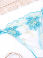 ست شورت و سوتین فنردار توری ژینا Jina سفید آبی کد 1148