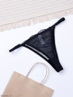 ست بند جوراب و شورت و سوتین توری ژینا Jina فنردار مشکی طرح B کد 1200