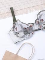 ست بند جوراب و شورت و سوتین توری ژینا Jina فنردار سفید کد 1200