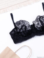 ست شورت و سوتین فنردار توری ژینا Jina مشکی طرح D کد 2005