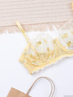 ست شورت و سوتین فنردار توری ژینا Jina لیمویی کد 1008