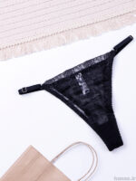 ست شورت و سوتین فنردار توری ژینا Jina مشکی طرح D کد 2005