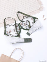 ست بند جوراب و شورت و سوتین توری ژینا Jina فنردار سفید کد 1200