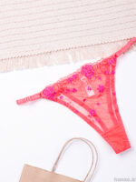 ست شورت و سوتین فنردار توری ژینا Jina مرجانی کد 2005