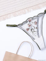 ست بند جوراب و شورت و سوتین توری ژینا Jina فنردار سفید کد 1200