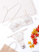 ست شورت و سوتین فنردار توری ژینا Jina کرم کد 1008