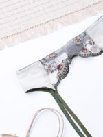 ست بند جوراب و شورت و سوتین توری ژینا Jina فنردار سفید کد 1200