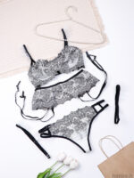 ست بند جوراب و شورت و سوتین چهار تیکه فنردار توری Bereta برتا کد 4030W