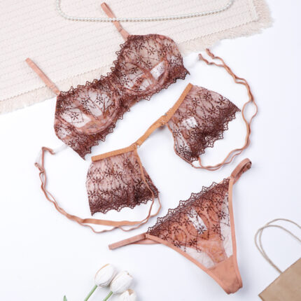 ست بند جوراب و شورت و سوتین چهار تیکه فنردار توری Bereta برتا کد 4141BR