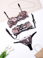 ست بند جوراب و شورت و سوتین توری فنردار Bereta برتا کد 4040B