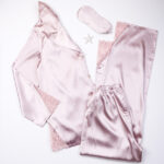 لباس خواب ساتن زنانه سه تکه نورتکس NURTEKS کد 5689