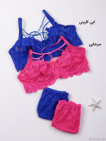 ست شورت و سوتین گیپور فنردار ژوبین کد 1100