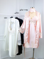 لباس خواب ساتن زنانه سه تکه کاپدار اما EMA کد 5384