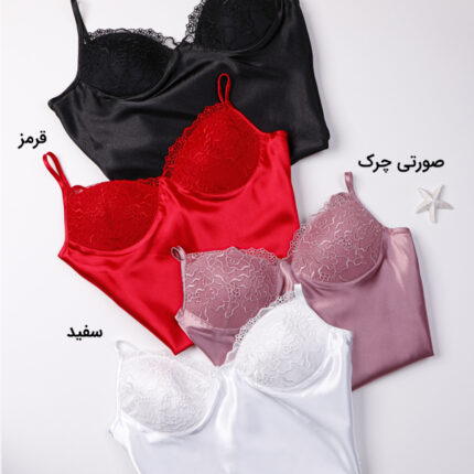 لباس خواب ساتن زنانه سه تکه اما EMA کد 3580
