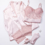 لباس خواب ساتن زنانه سه تکه اما EMA کد 3505