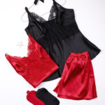 لباس خواب ساتن زنانه سه تکه اما EMA کد 2875